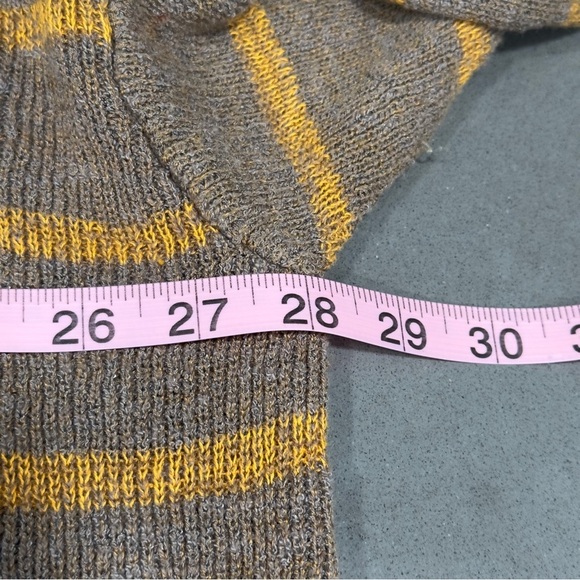 FREE PEOPLE Brown Yellow Stripe Pullover Tunic Oversized Knit Sweater Dress L - Picture 8 of 9